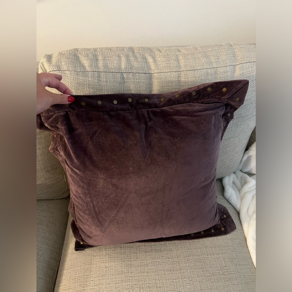 Brass studded edge pillow cover